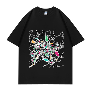 台湾台北市交通网络线路图文创纪念品短袖T恤衣服半袖体恤文化衫