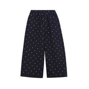 PISELLI史豌豆女童满印爱心加绒直筒裤2025冬季新款儿童休闲裤子