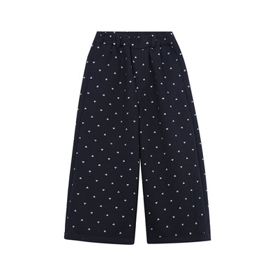 史豌豆女童满印爱心加绒直筒裤