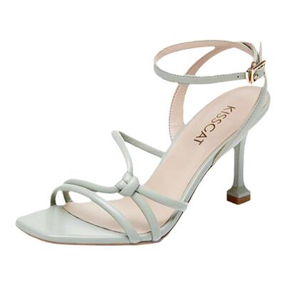 接吻猫夏季羊皮休闲时装凉鞋