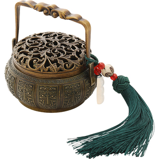 青沉 仿古提手炉香炉家用室内大号手提炉纯铜烧炭取暖炉盘香手炉