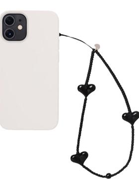 黑色爱心手机链Jennie同款黑色