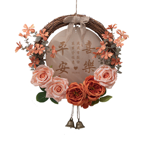 创意仿真花挂饰客厅入户门上花环挂件店铺墙上遮丑装饰卧室门挂饰
