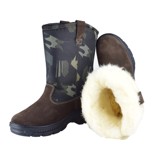 羊毛靴男冬季保暖雪地靴东北防寒靴棉靴高筒翻毛皮马丁靴蒙古靴