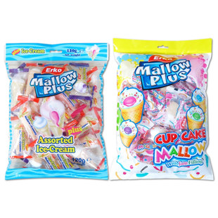 泰国Erko冰淇淋棉花糖雪糕杯夹心棉花糖 儿童零食可爱甜筒造型软