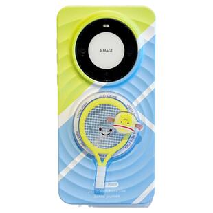 拓岚 适用华为mate60pro+手机壳新款双层波漾纹磁吸支架创意卡通网球拍立体解压旋转二合一全包防摔保护女潮
