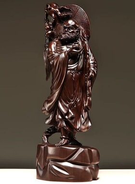 黑檀木雕刻达摩祖师佛像摆件家居客厅玄关禅意装饰摆设红木工艺品