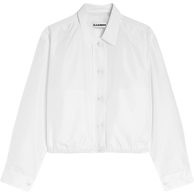 【夏季新品】JILSANDER女士宽松短款长袖罗缎衬衫