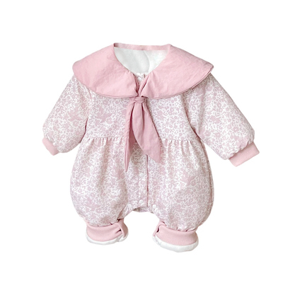 婴儿衣服冬装新生女宝宝加绒夹棉