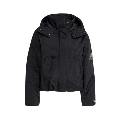 adidas阿迪达斯秋新款防风保暖拒水运动休闲连帽女短棉服 JW1886