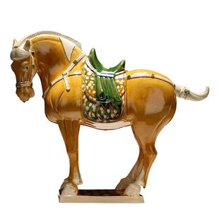 博艺萱唐三彩马摆件陶瓷马客厅办公室桌面装饰工艺品招财马到成功