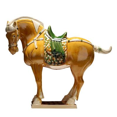 博艺唐三彩桌面招财成功陶瓷马