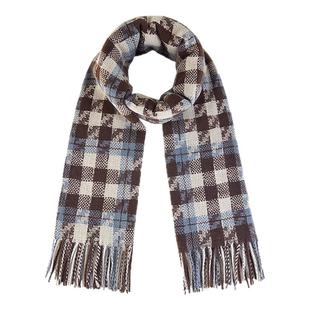 AJIDOU阿吉豆围巾女冬季保暖加厚毛绒千鸟格围脖女披肩新年战袍