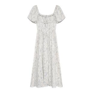 贰羊设计【现货7折】风荷 法式茶歇棉麻连衣裙子女度假风短袖长裙