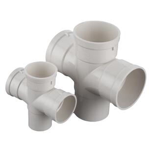 PVC立体四通接头内插变径下水缩口平面转三通排水管配件50 75 110