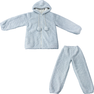 Bananagirl睡衣女套新款冬季珊瑚绒长袖加厚加绒简约家居服可外穿