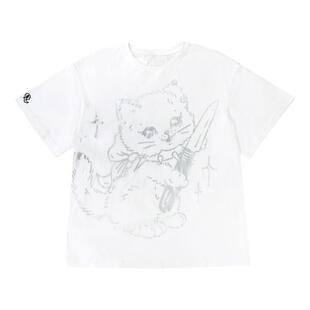 QUORRA S CHORD原创设计 银色反光小猫纯棉宽松男女短袖T恤上衣