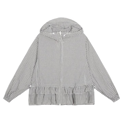 SEE YOU at PIZZA外套女2026春季新款花边下摆棉质连帽衫635185