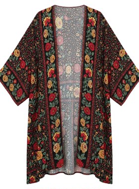 Casual printed bat long sleeved cardigan休闲印花蝙蝠长袖开衫