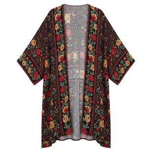 Casual printed bat long sleeved cardigan休闲印花蝙蝠长袖开衫