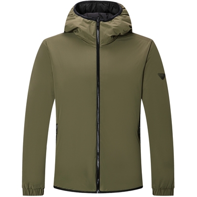 七匹狼双面穿连帽厚羽绒服