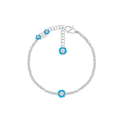 TWOR缇坞S925银绿松石花朵手链