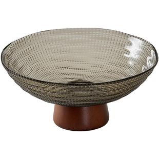 北欧风高级感玻璃水果盘客厅茶几家用果盘水果收纳轻奢高脚摆放盘