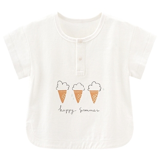 乖奇熊 婴儿纯棉短袖T恤夏季薄款男女宝宝上衣服儿童可爱夏装透气