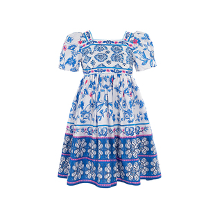 [匹马棉]EP雅莹童装2025秋女童公主裙匹马棉泡泡袖高腰连衣裙