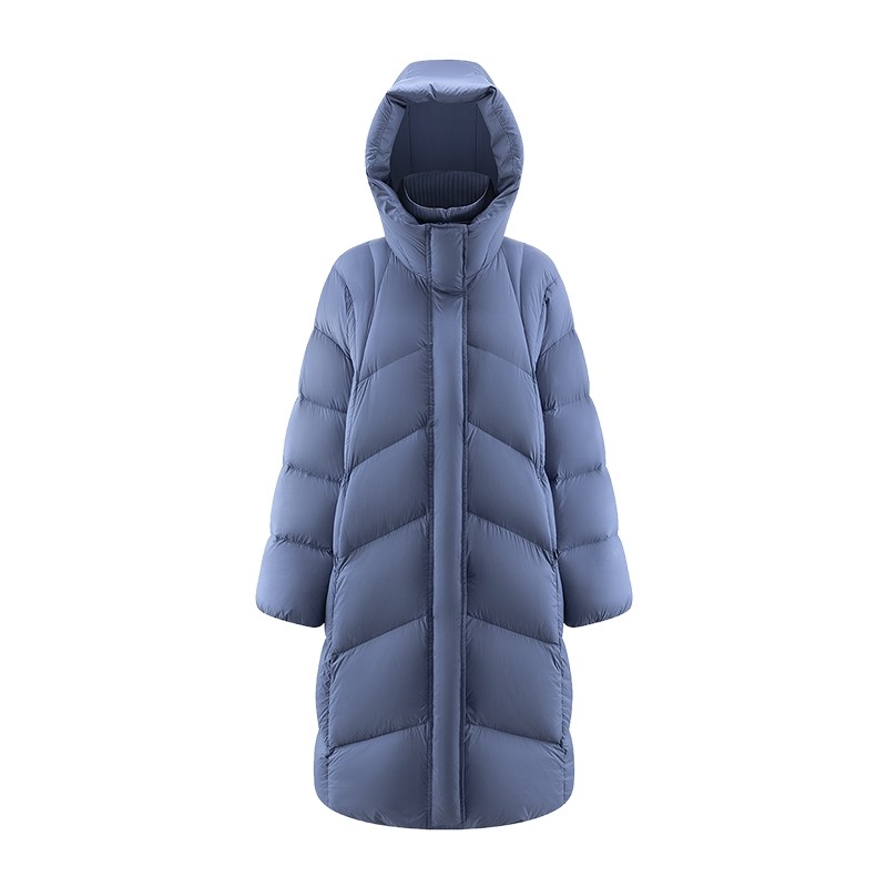 艾莱依泡芙羽绒服女士2025秋冬新款时尚可脱卸针织领加厚长款外套