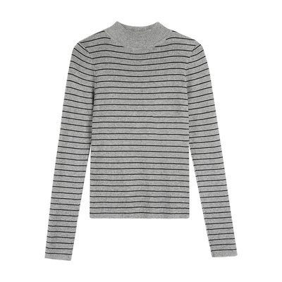 半高领条纹针织衫女身内搭打底衫