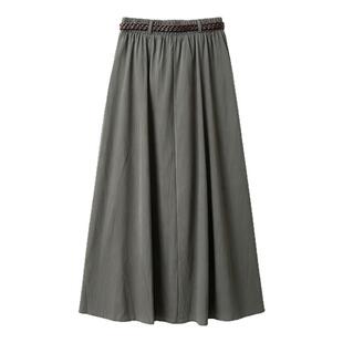 小耳出品 篙密肌理纱/丝滑干爽 送编织腰带 立裁松紧腰度假半身裙