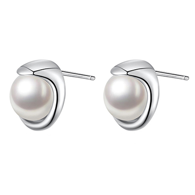 kitsh纯银极简通勤包边珍珠耳钉