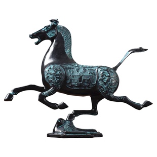仿古青铜器花纹马踏飞燕铜马摆件装饰办公室客厅开业乔迁工艺礼品