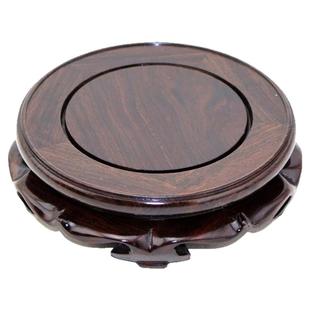 实木圆形底座黑梓木奇玉石头紫砂壶茶杯花瓶盆景香炉佛像底托木座