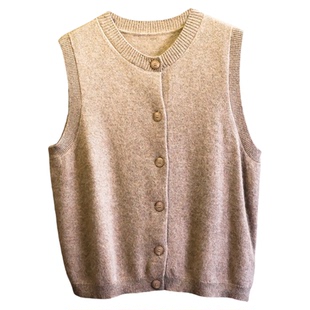 纯色显瘦柔软舒适圆领叠穿针织开衫背心2025秋季新款女装马夹B957