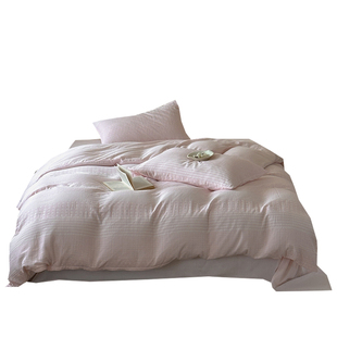 A类少女粉色40支柔软双层纱纯棉提花床品被罩床单亲肤全棉四件套