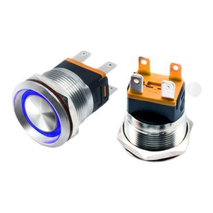 22mm金属按钮自锁复位开关环形灯天使眼带指示灯电流15a 12v220v