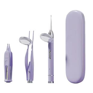 硅胶软头发光耳勺儿童成人可充电挖耳勺套装掏耳镊鼻屎夹采耳工具