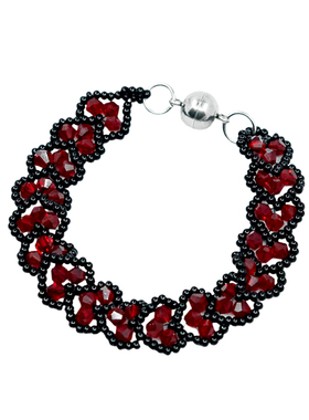 哥特红心纯手作编制水晶手链