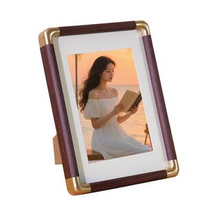 中式相框摆台圆角胡桃木色挂墙画框6寸7七8八洗照片高级感全家福