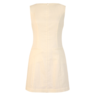 归己-reformation圆领无袖背心收腰A字连衣裙棉麻纯色短款裙女夏