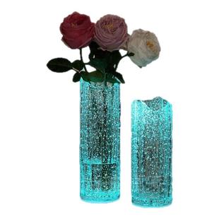 夜光玻璃花瓶漫天星空直筒摆件客厅插花轻奢高级感水培植物器皿花