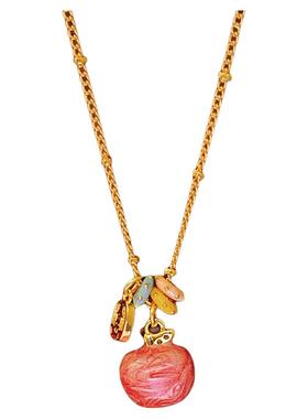 金色串珠小苹果吊坠项链高级感