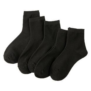 袜子男中筒袜秋冬季棉袜短袜船袜运动袜黑白色纯色礼盒袜厚款