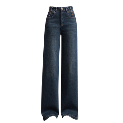 加厚四面弹阔腿牛仔裤加绒窄版