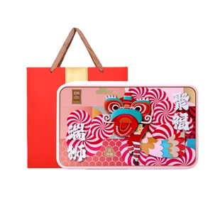 锦华瑞狮聚福年货礼盒816g双层传统糕点糖果零食坚果春节送礼佳品