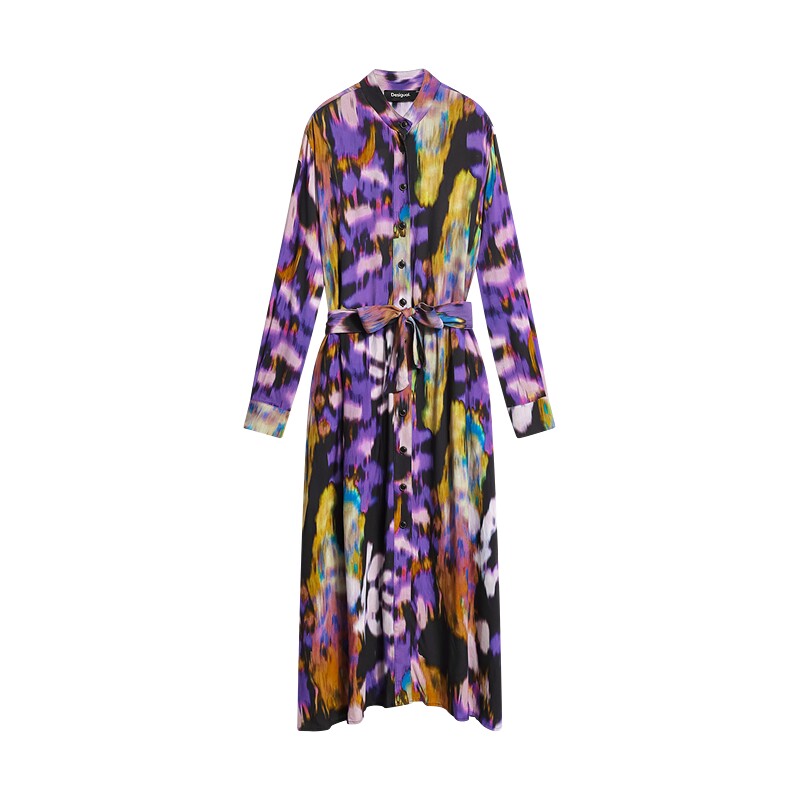 【LACROIX联名】Desigual26秋冬新品抽象扎染印花衬衫连衣裙
