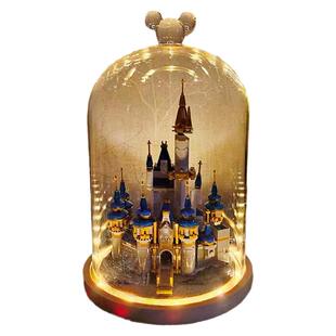 适用乐高40478迪仕尼迷你城堡米奇水晶玻璃罩展示盒圣诞礼物摆件