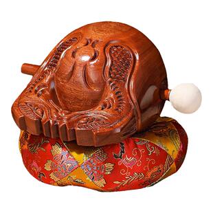 木鱼法器实木一套香樟木木雕摆件家用实木木鱼打击乐器表演道具